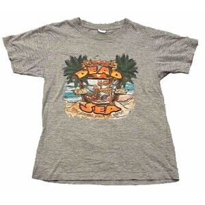 Vintage Dead Sea “Lowest Place On Earth” T Shirt Israel Skeleton Fish Mens Small
